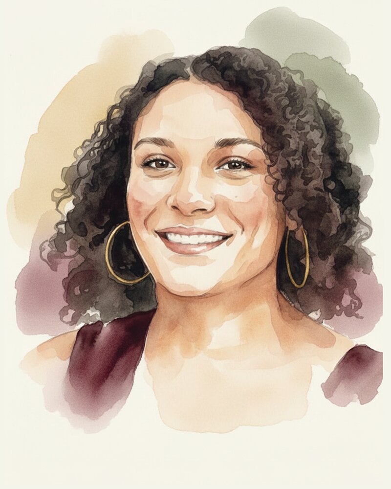 Watercolor portrait of Ali Jones
