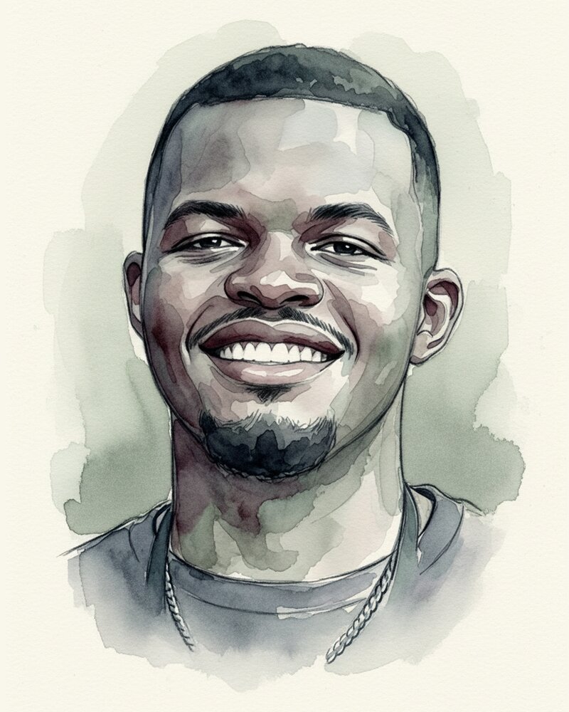 Watercolor portrait of Julian Mathis