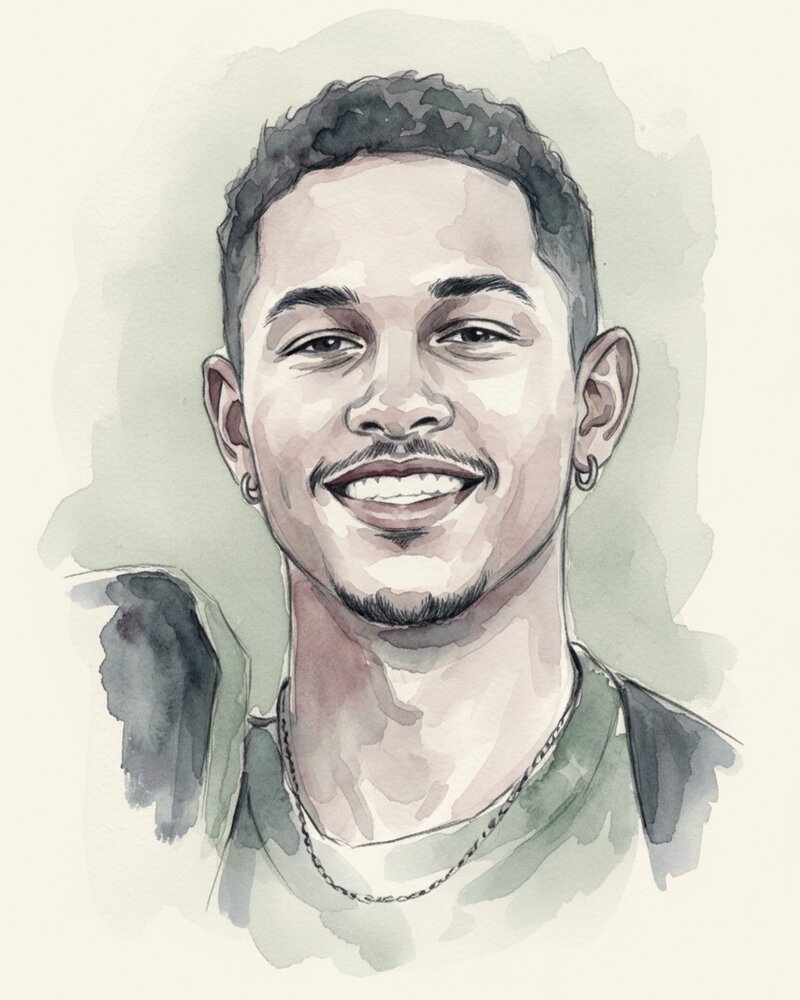 Watercolor portrait of Wesley Vaughn